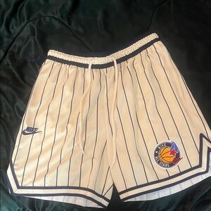 Nike Cream and Black Pinstripe Basketball Shorts